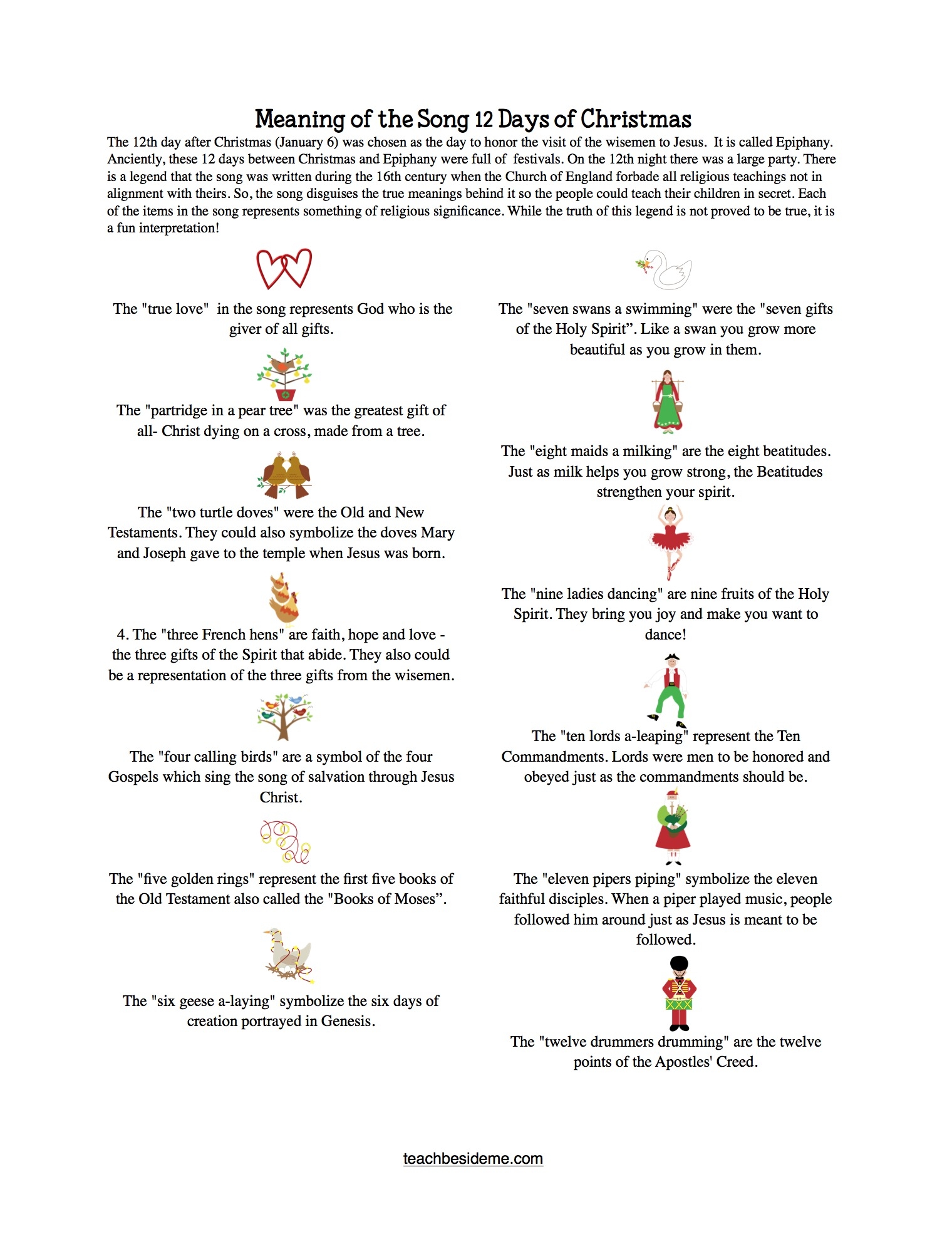 12 Days Of Xmas Lyrics Printable