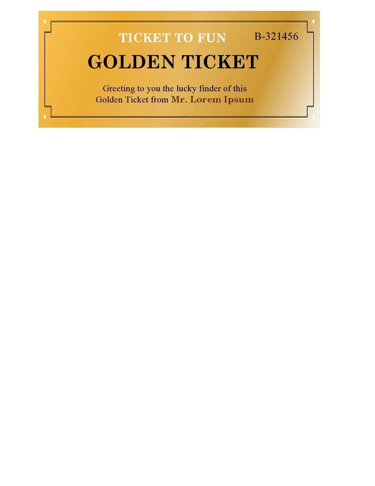Blank Printable Golden Ticket Template