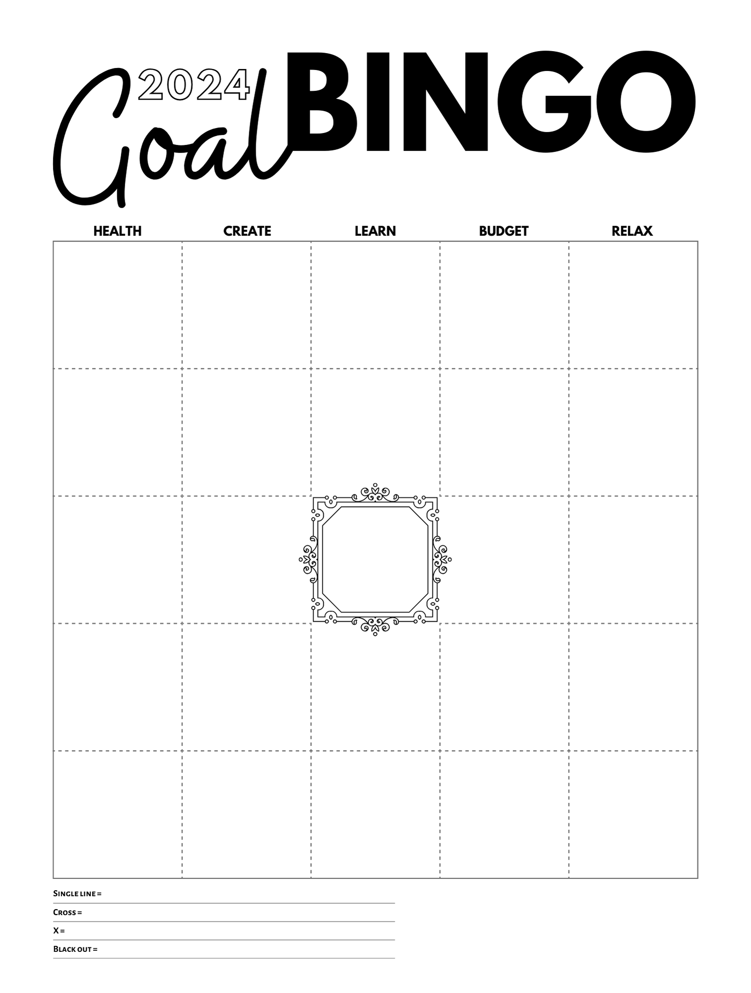 2025 Bingo Card Template Blank