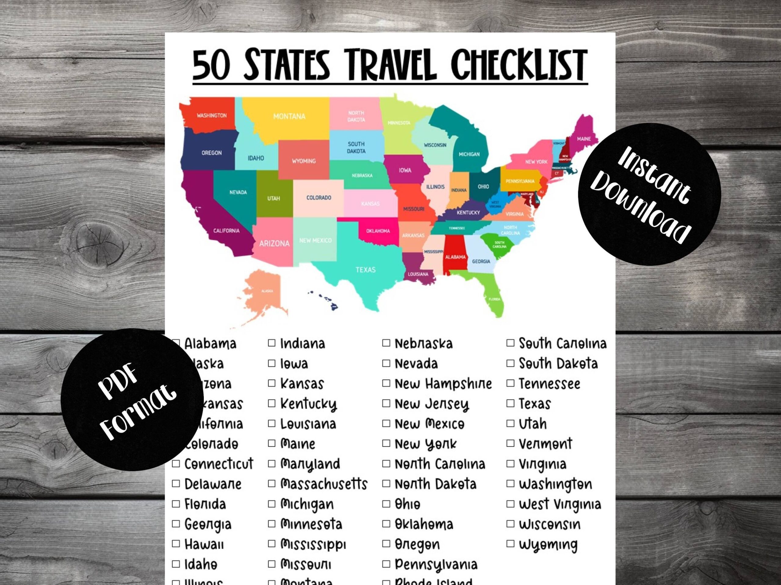 Checklist Of The 50 States