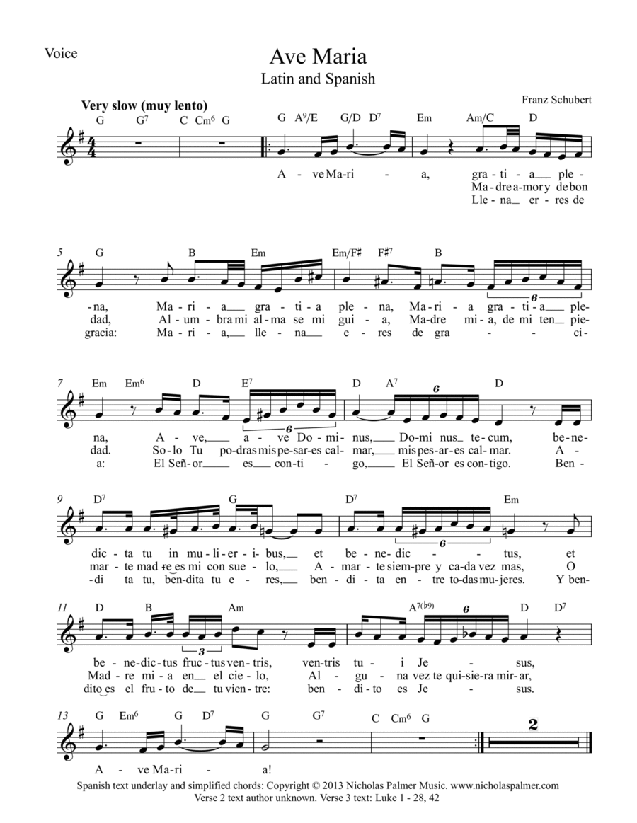 Lyrics Ave Maria Franz Schubert