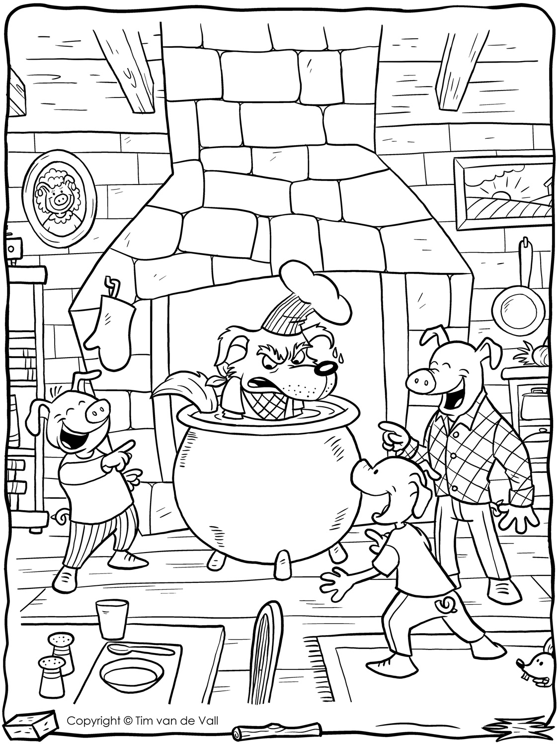 Big Bad Wolf in Cauldron Coloring Page Tim s Printables