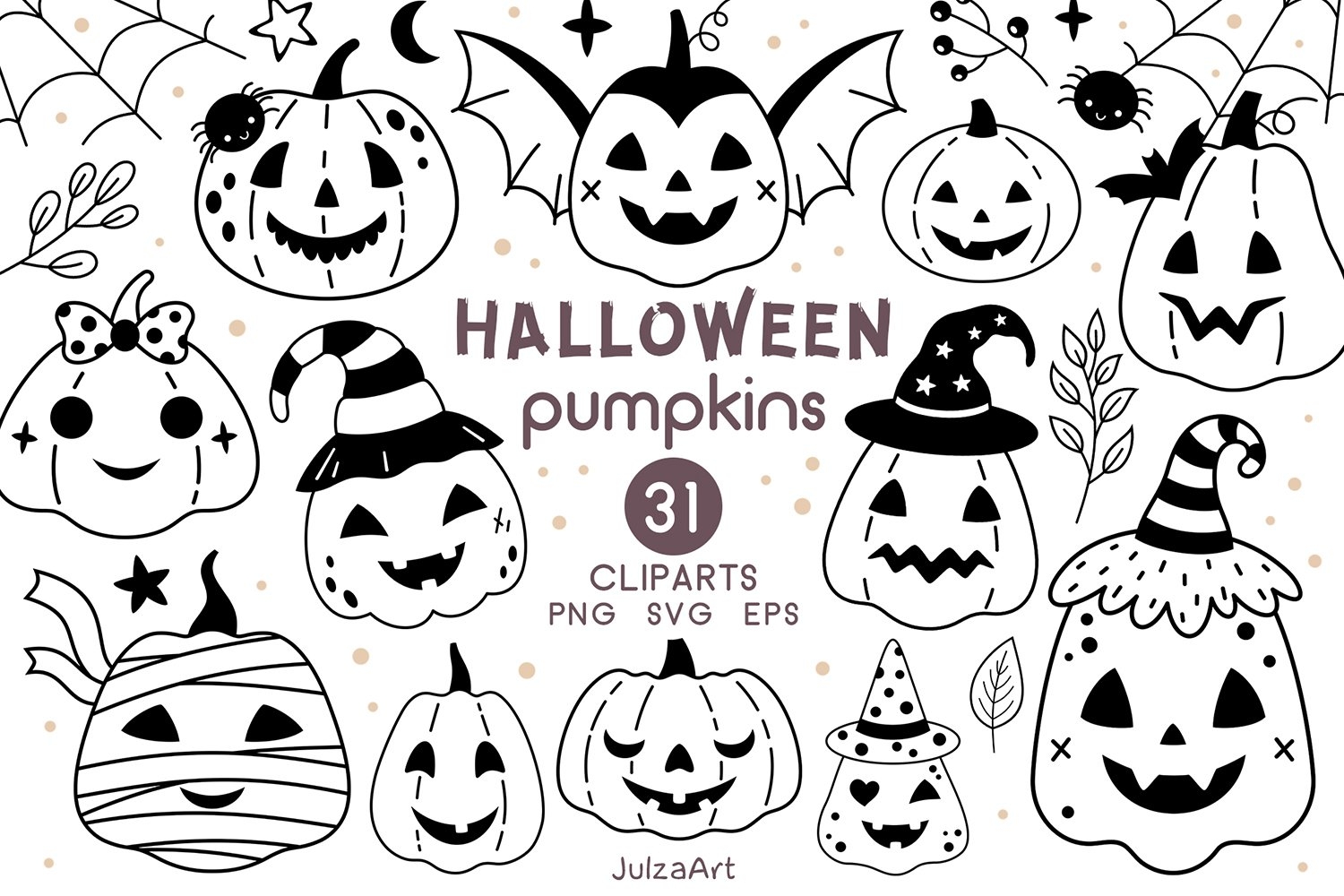 Black And White Halloween Pumpkin Clipart Halloween Svg Png