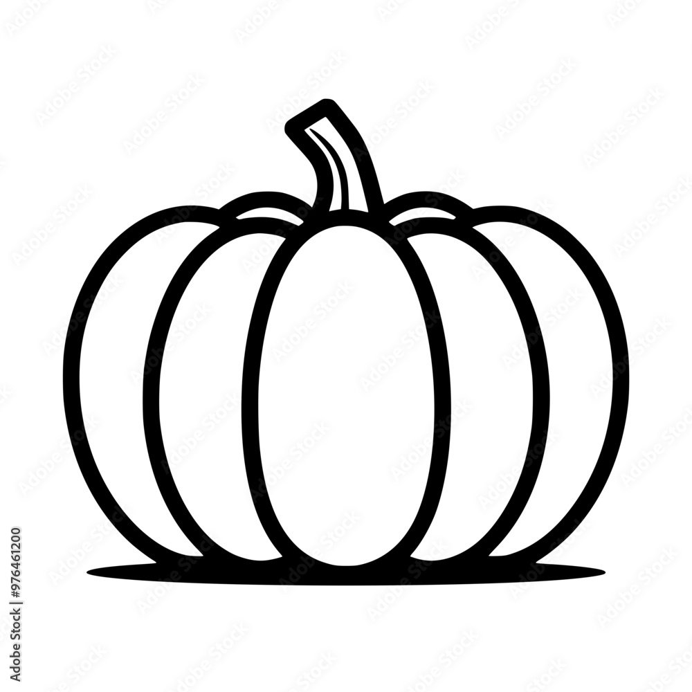 Black And White Outline Of A Pumpkin With A Thick Stem Simple And Bold Design Stock Vector Adobe Stock