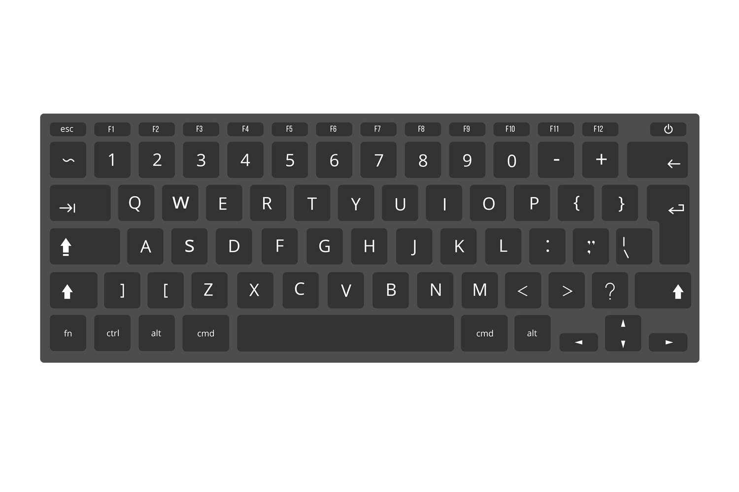 Black Laptop Computer Keyboard Vector Template Isolated On