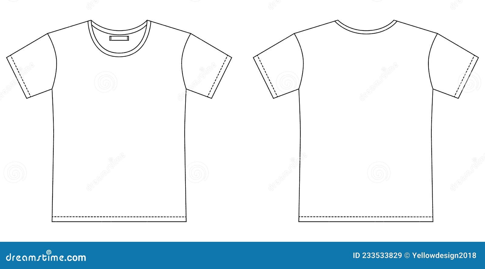 Blank T Shirt Outline Sketch Apparel T shirt CAD Design Stock Vector Illustration Of Flat Mockup 233533829
