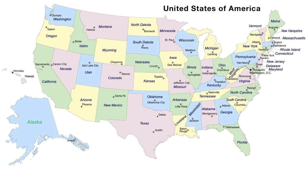 BLANK UNITED STATES MAP STATE CAPITAL GLOSSY POSTER PICTURE PHOTO PRINT Usa 3975 EBay