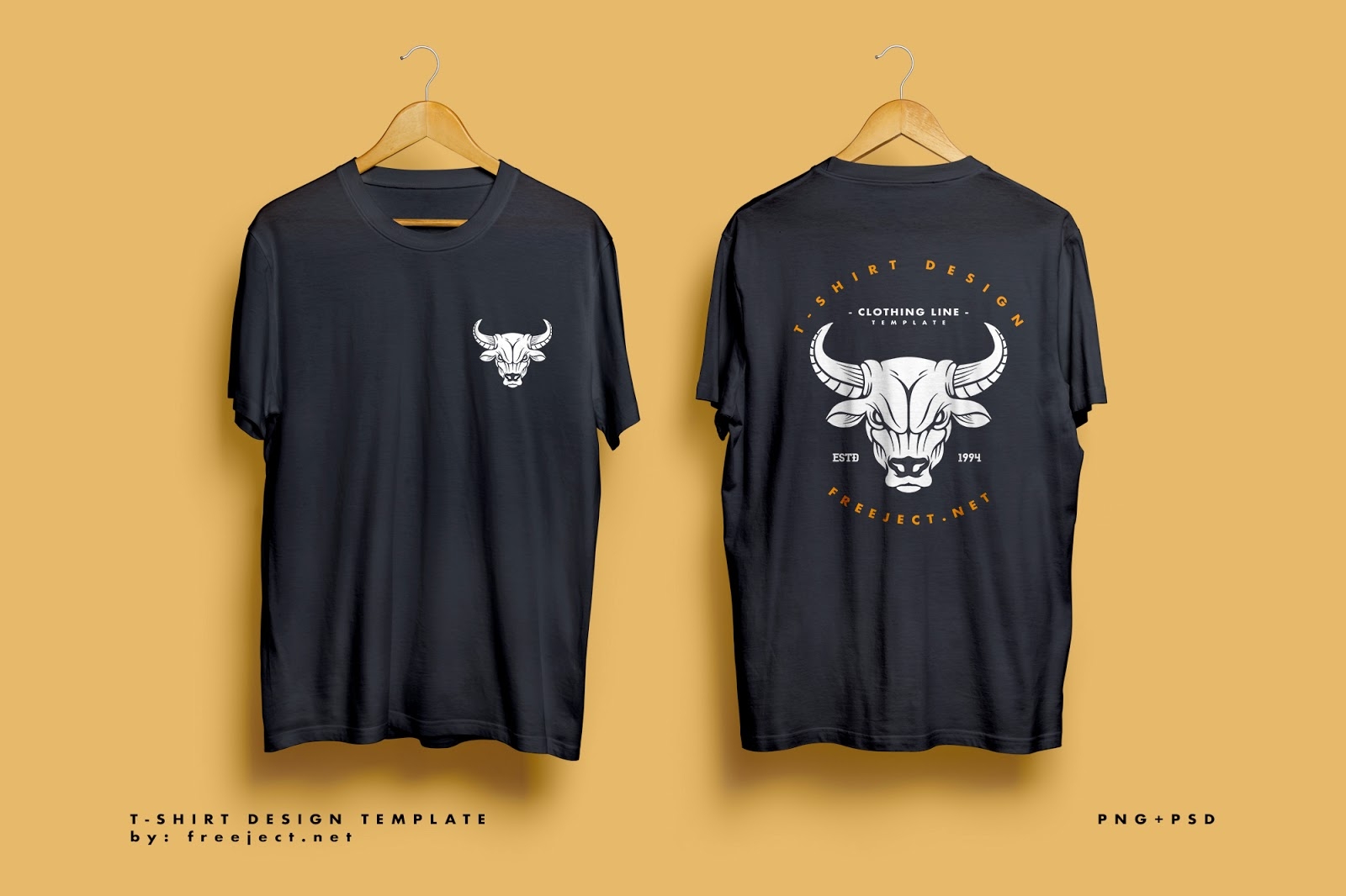 Bull Badge Retro Design Free Download T Shirt Design Template PSD File Dezin info