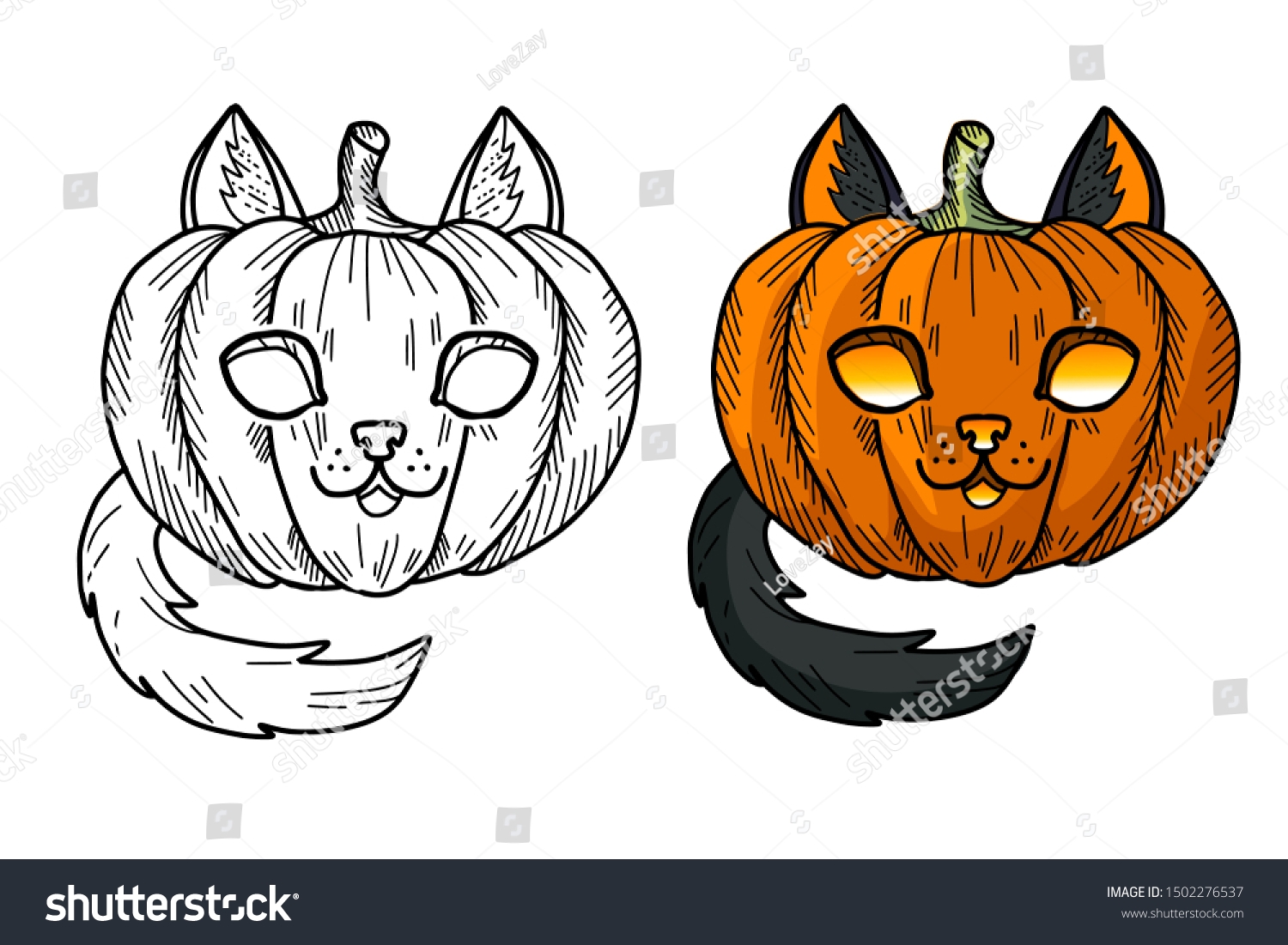 Cat In A Pumpkin Coloring Page