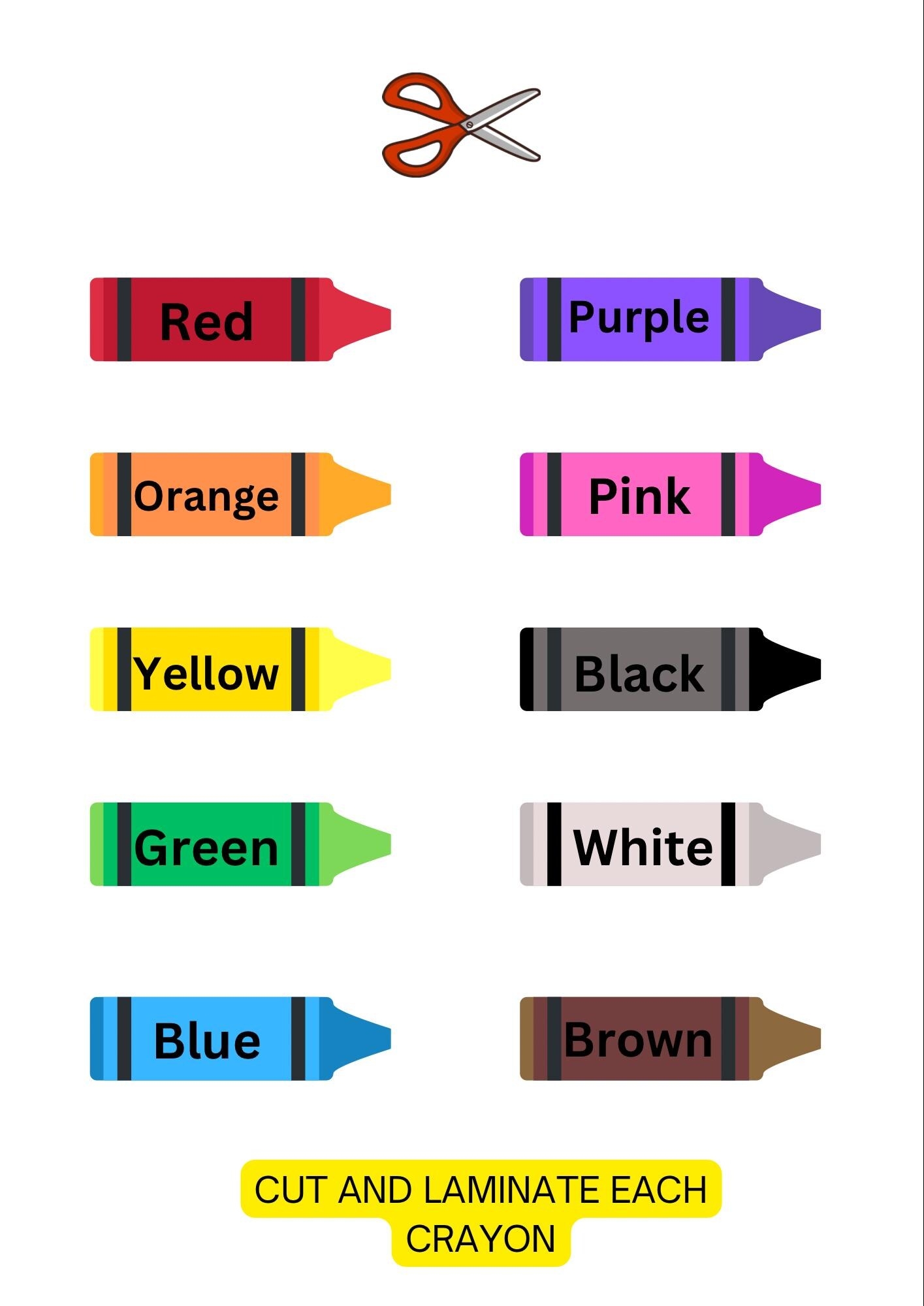 Classroom Coloring Match Crayon Color Matching Instant Printable Download Etsy