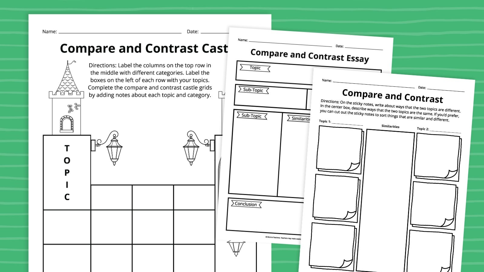 Compare And Contrast Graphic Organizer Bundle Free Printables 