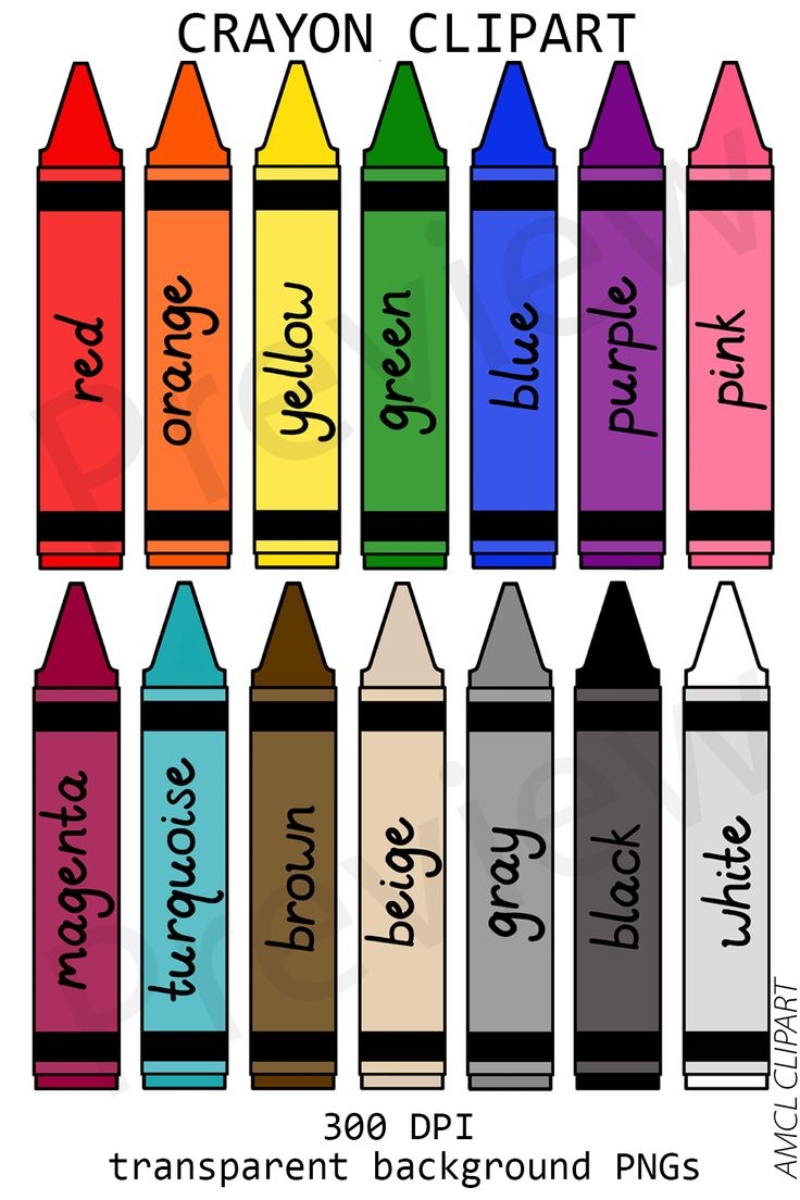 Crayon Clipart 14 Colors Labeled