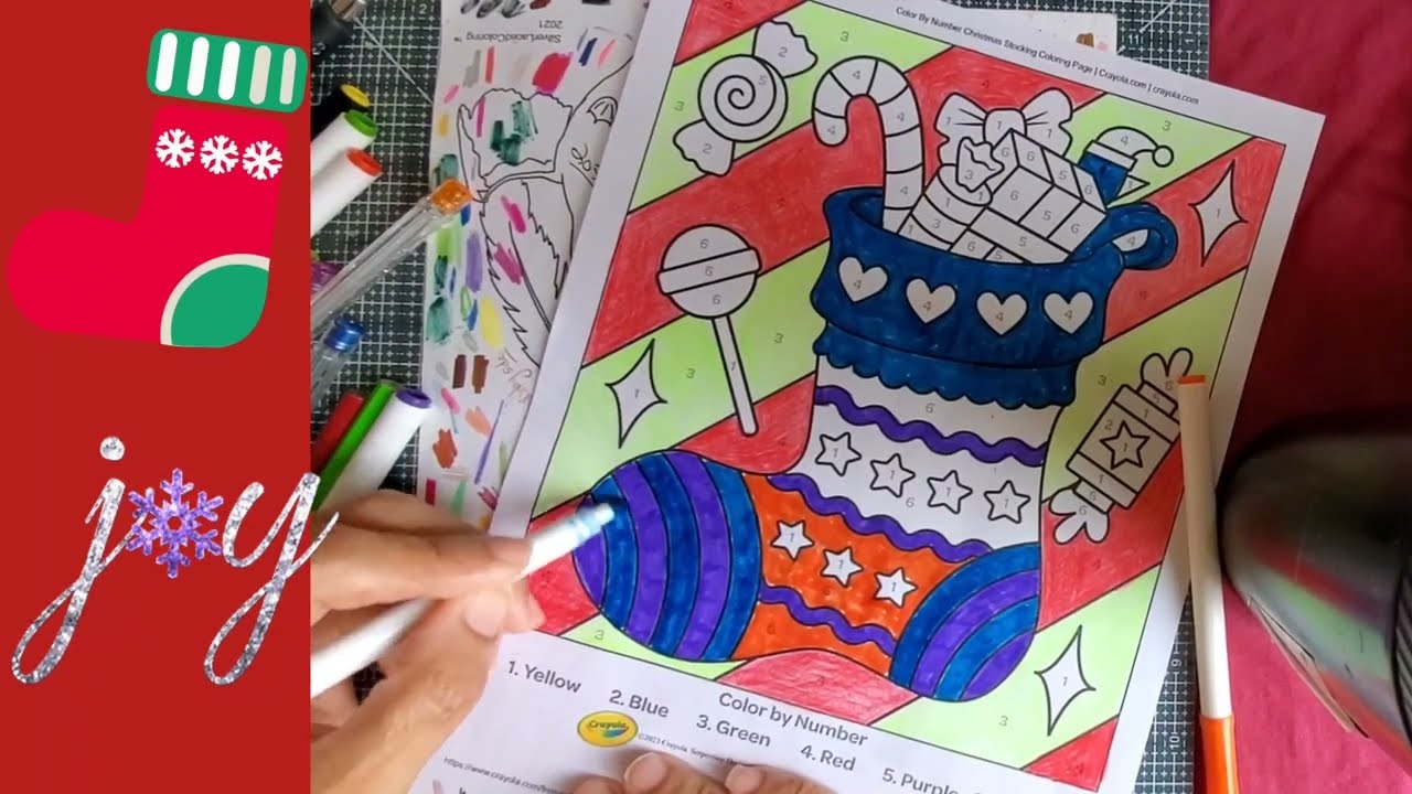 Cute Color By Number Crayola Christmas Stocking Page mbeanzbday2023 YouTube