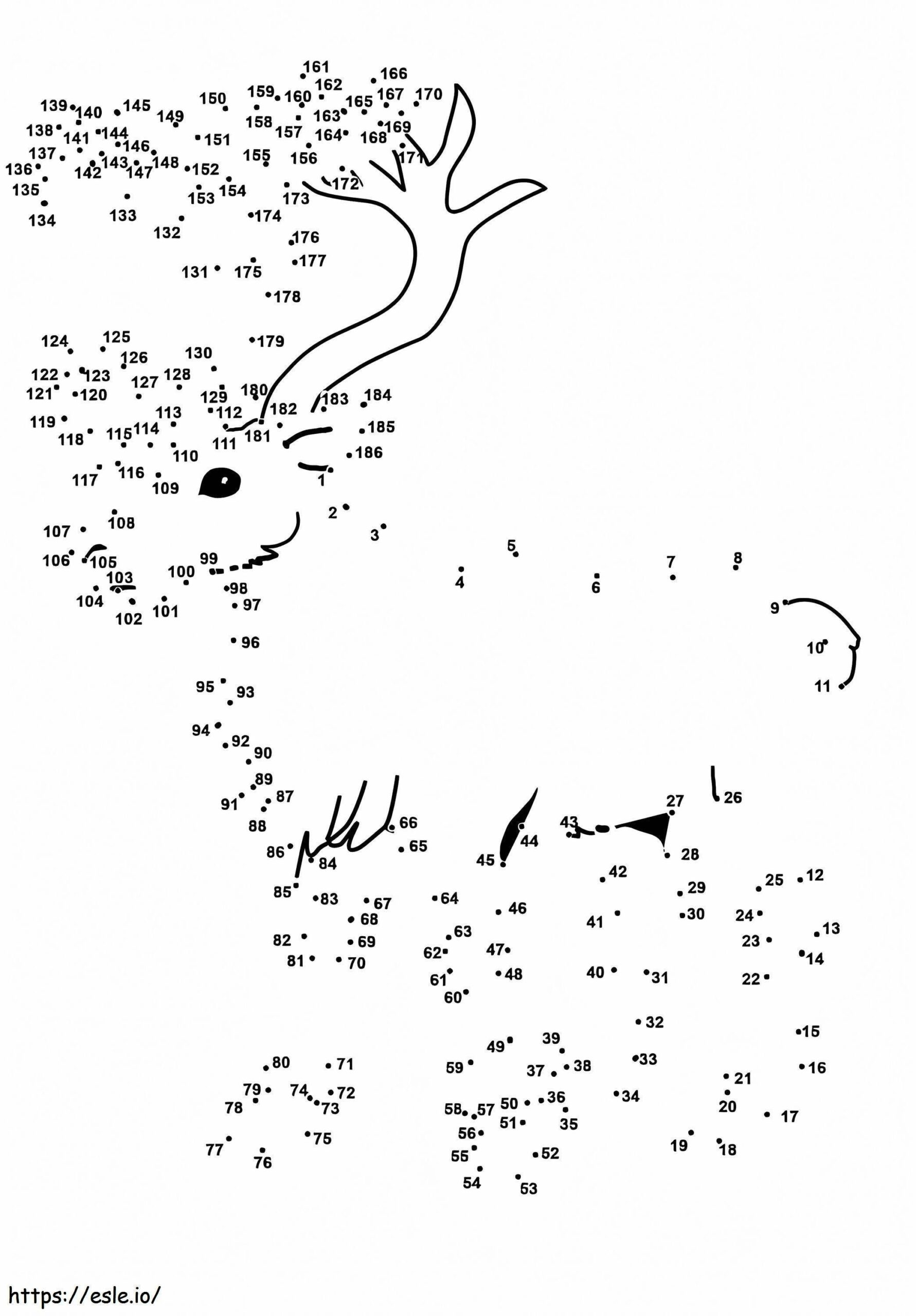 Difficult Reindeer Dot To Dots Coloring Page
