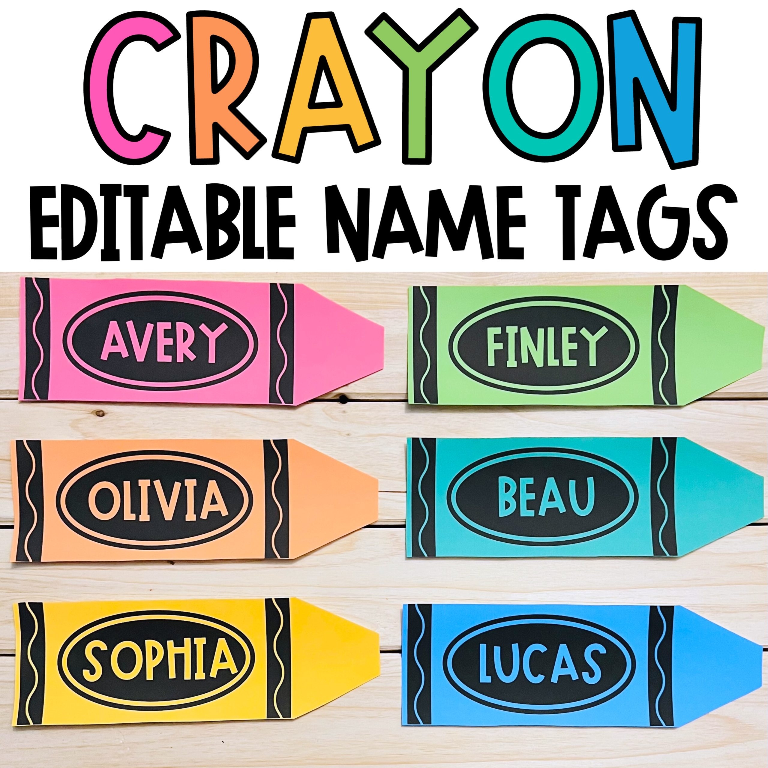Editable Crayon Name Tags Desk Plates Made By Teachers
