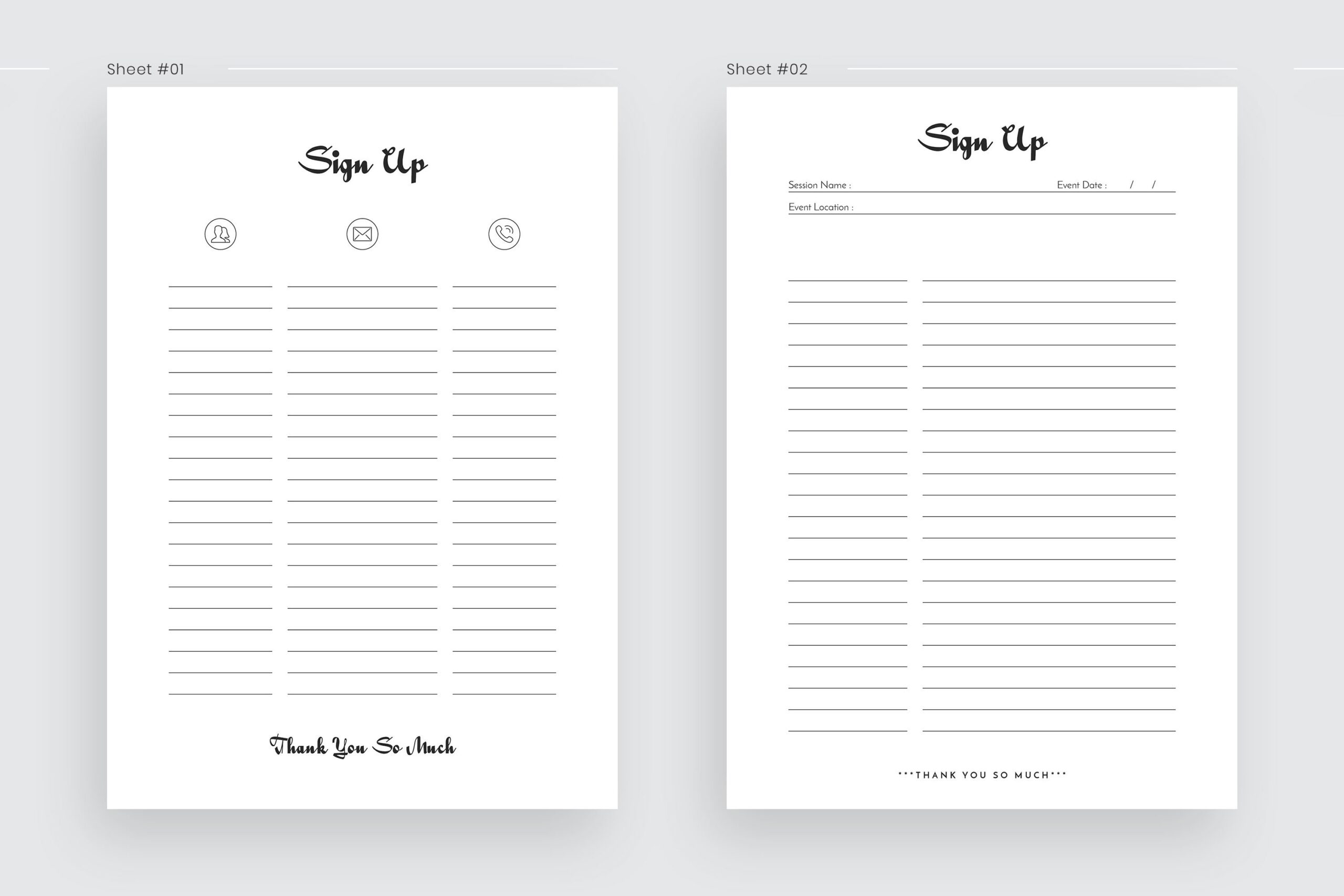 Editable Sign Up Sheet