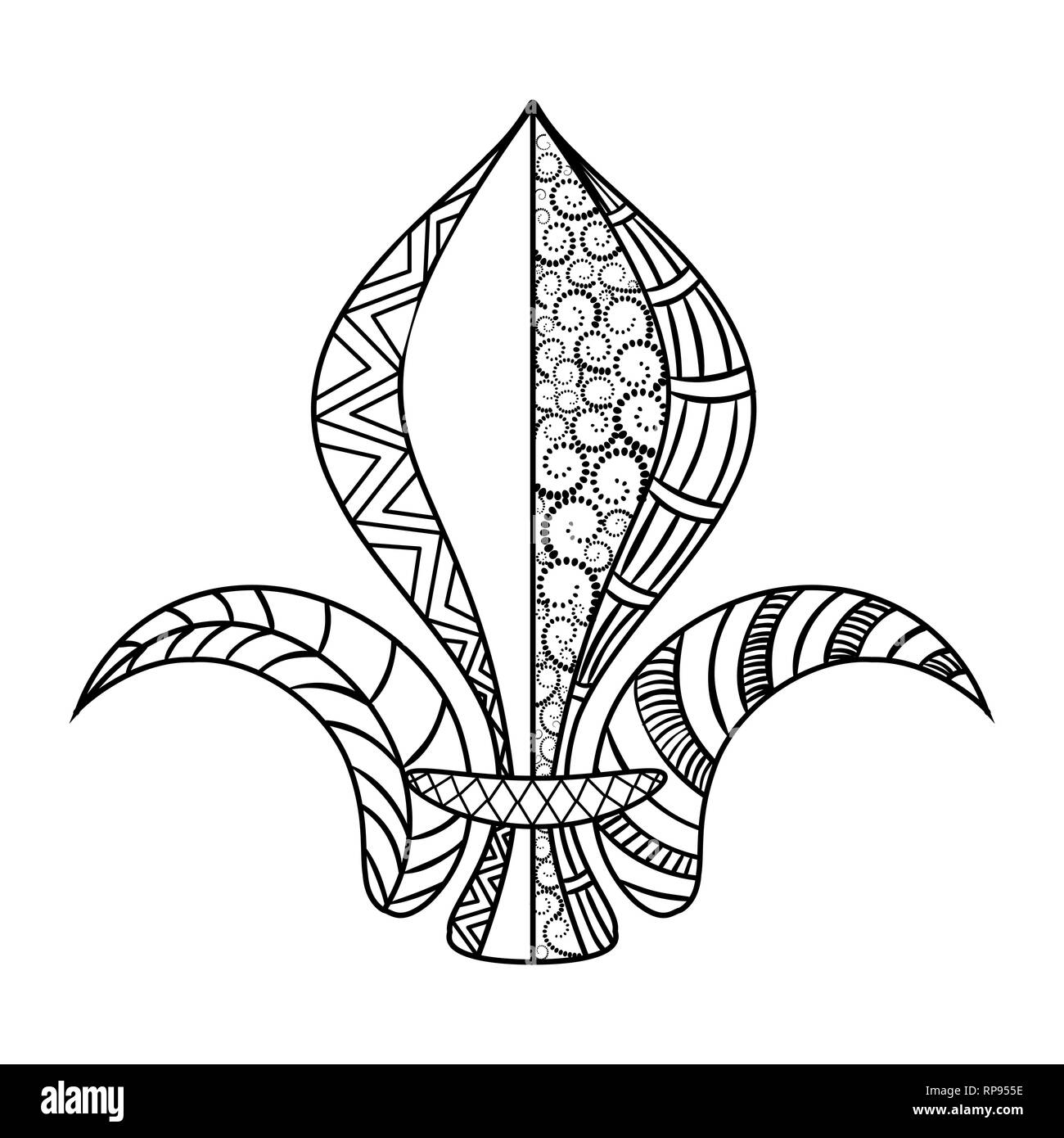 Fleur De Lis Mardi Gras Coloring Page For Adult Coloring Book Vector Illustration Stock Vector Image Art Alamy