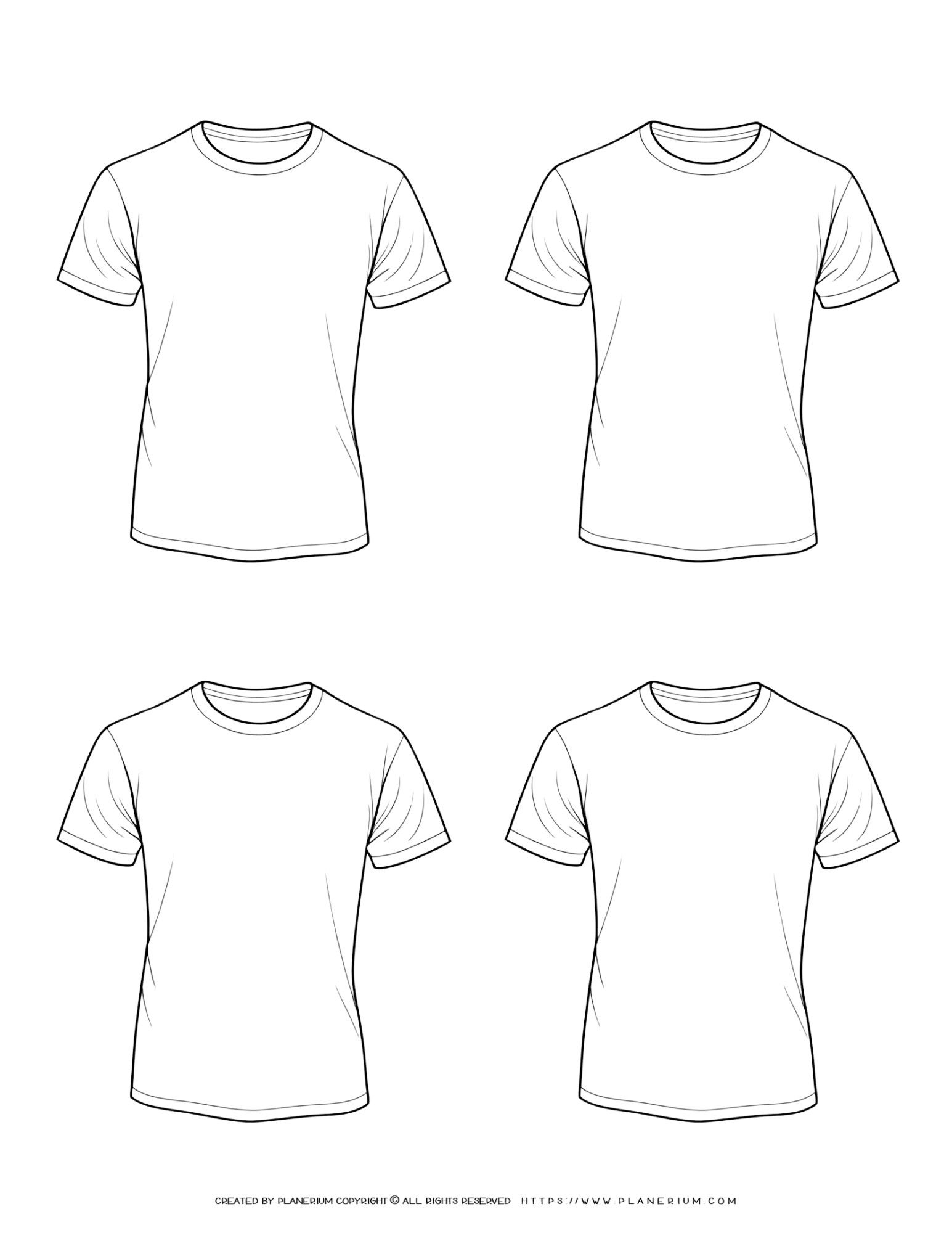 Four Man Blank T Shirt Template For Creative Classroom Fun