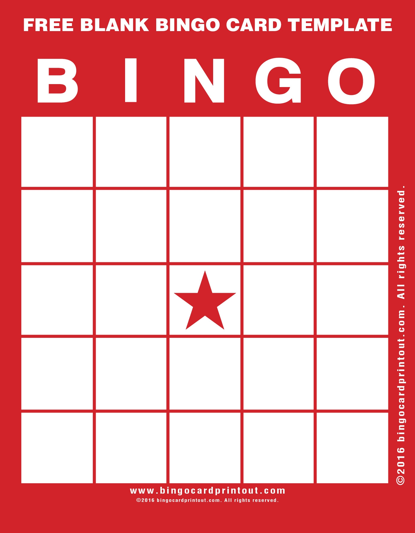 Blank Bingo Board Printable Free