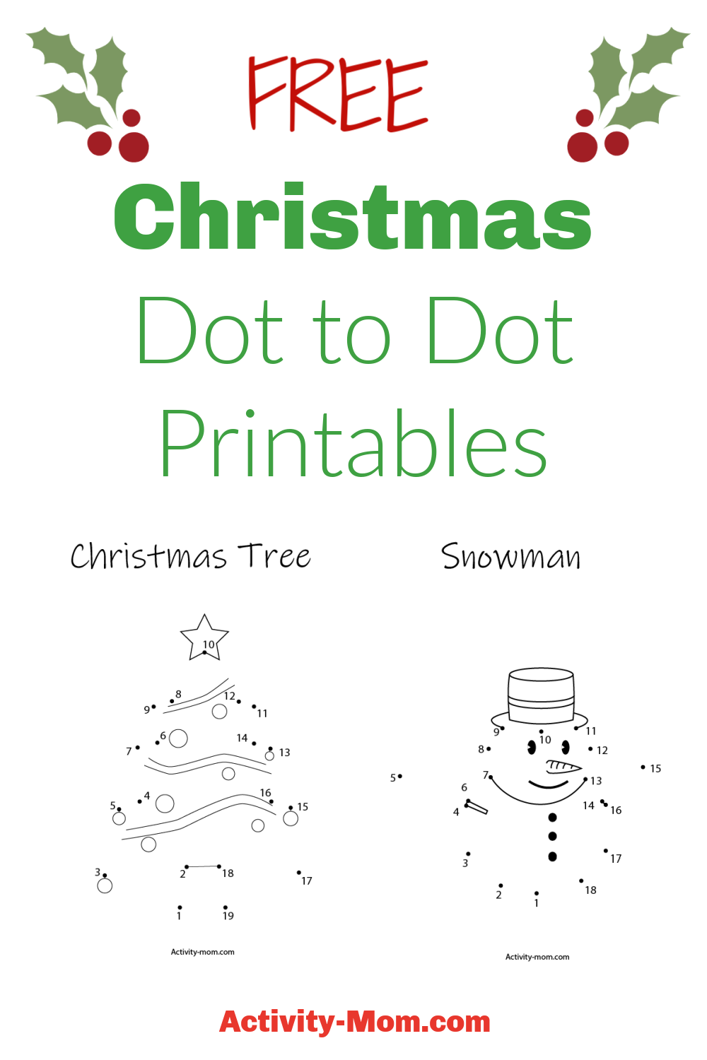 Free Christmas Dot To Dot Printables The Activity Mom