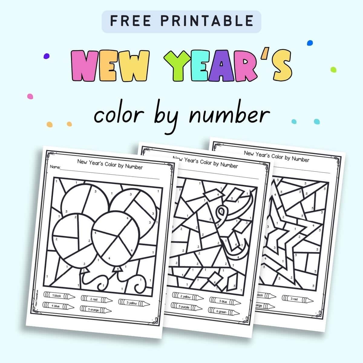 Free Printable New Year s Eve Color By Number Pages The Artisan Life