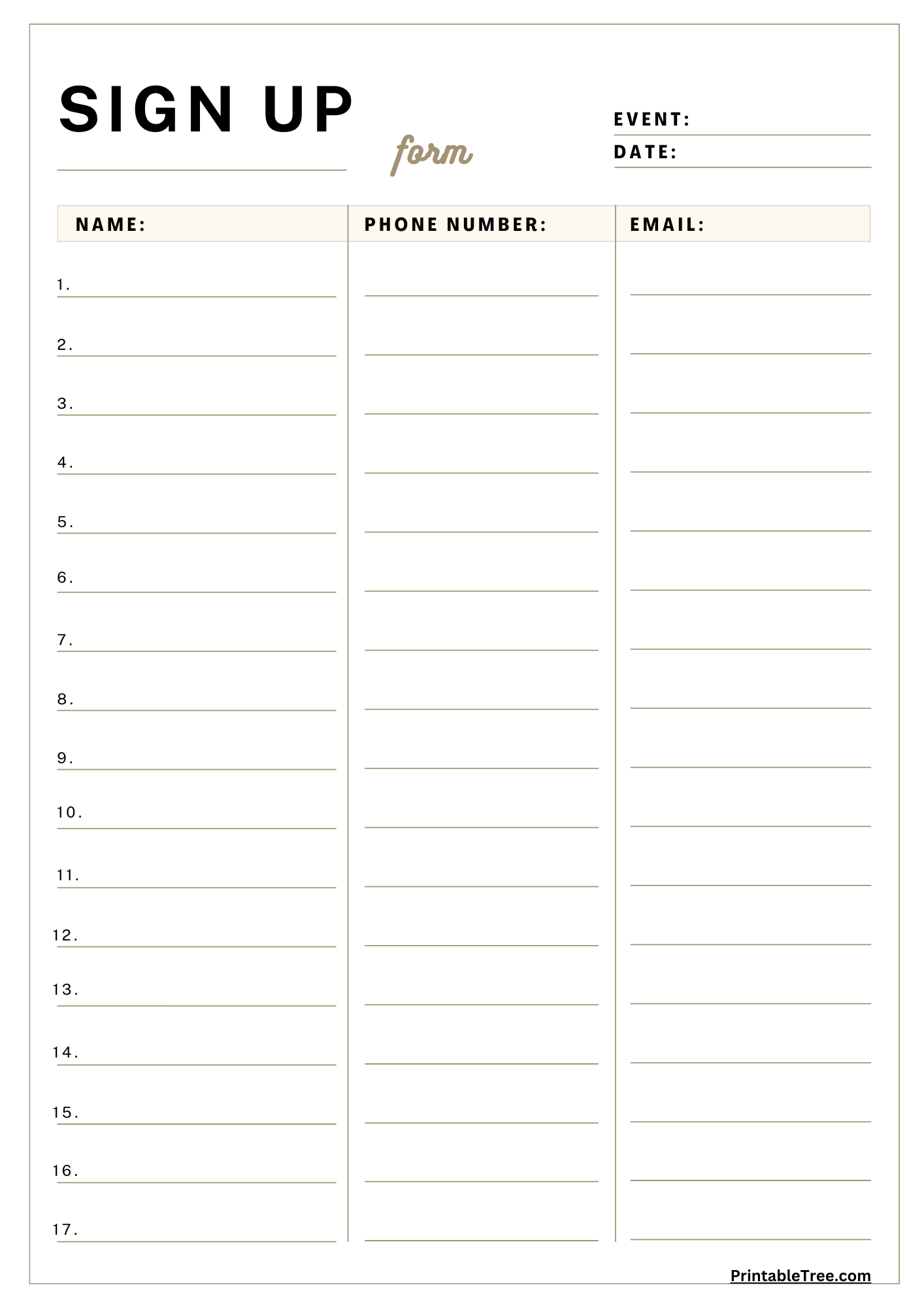 Sign In Sheet Pdf Free