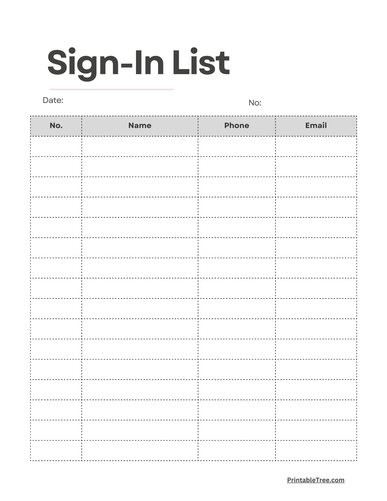 Printable Sign In Sheets Free