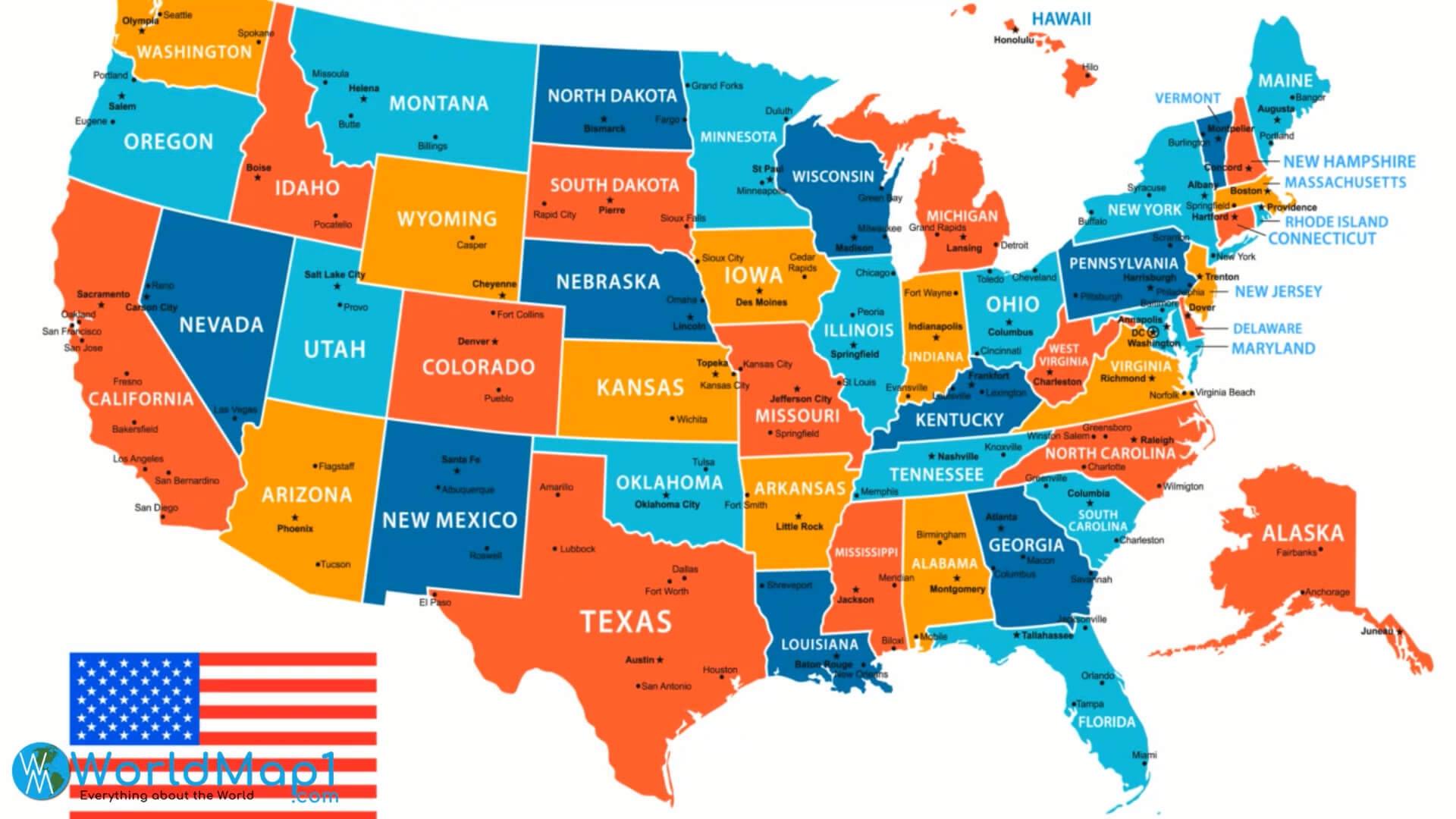 Free Printable Us Map With Capitals