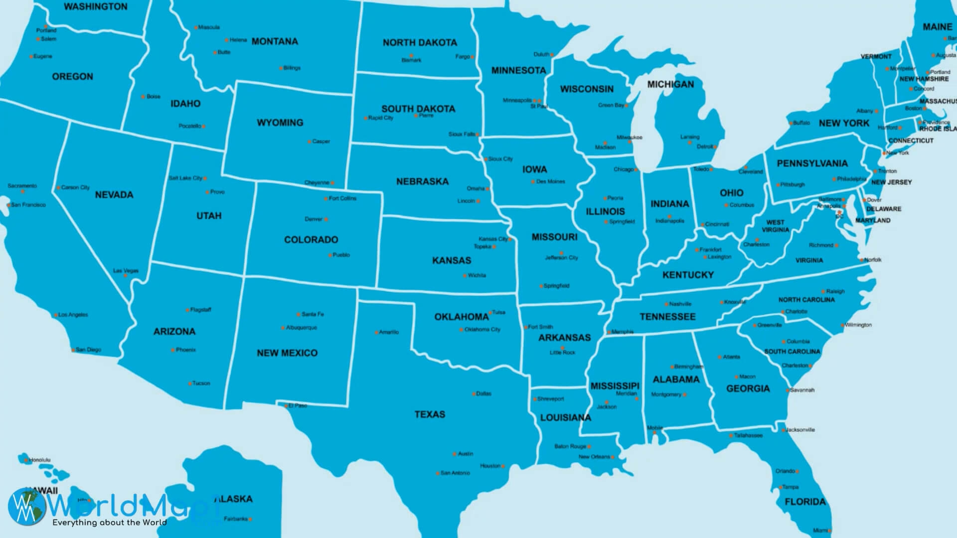 Us Map With States And Capitals Printable