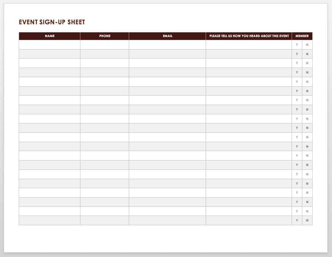 Free Sign in And Sign up Sheet Templates Smartsheet