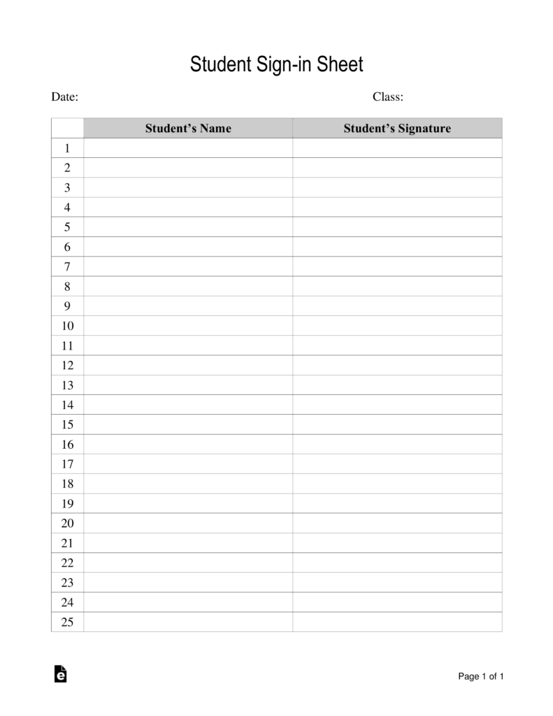 Blank Sign In Sheet Pdf