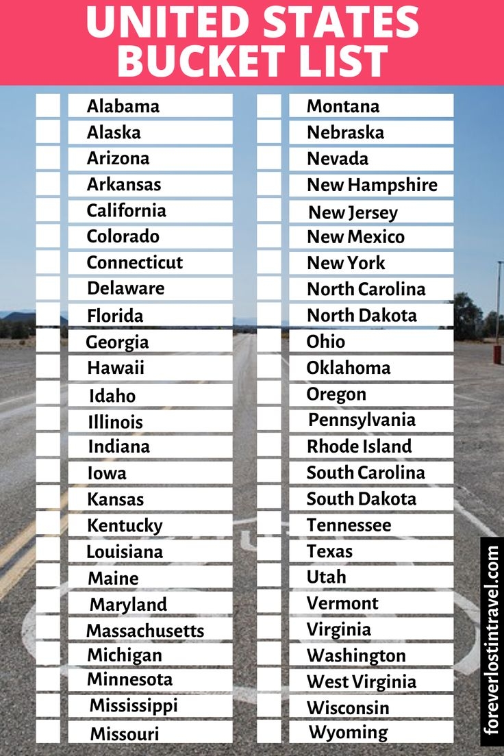 Free US Bucket List Printable Checklist
