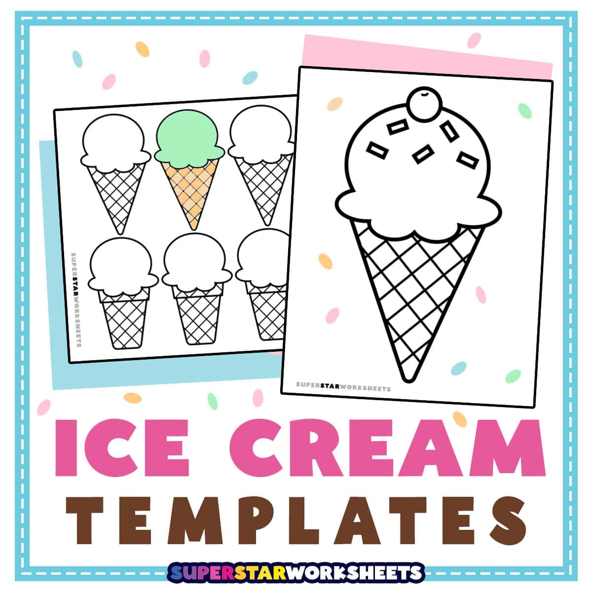 Ice Cream Cone Template Free Printables Superstar Worksheets