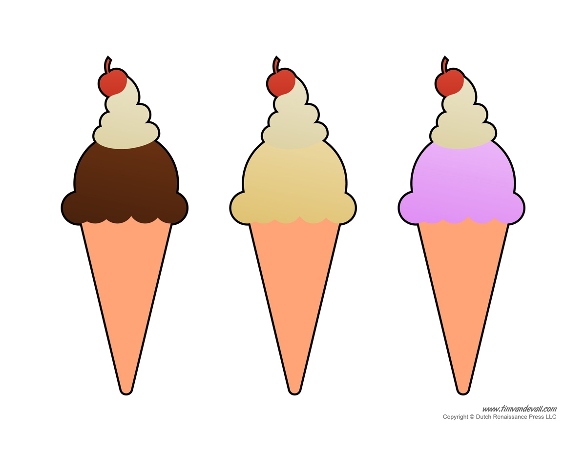 Color Ice Cream Cone Template