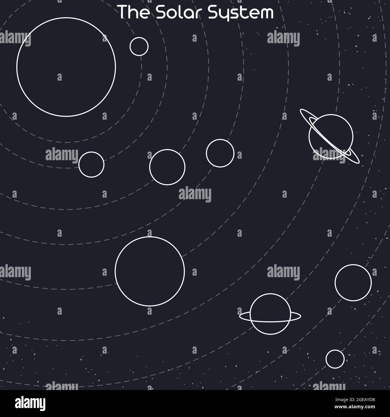 Illustration Of The Planets Of The Solar System And Their Orbits Around The Sun Abstract Outline Vector Planets And Stars Isolated On Gray Background Stock Vector Image Art Alamy