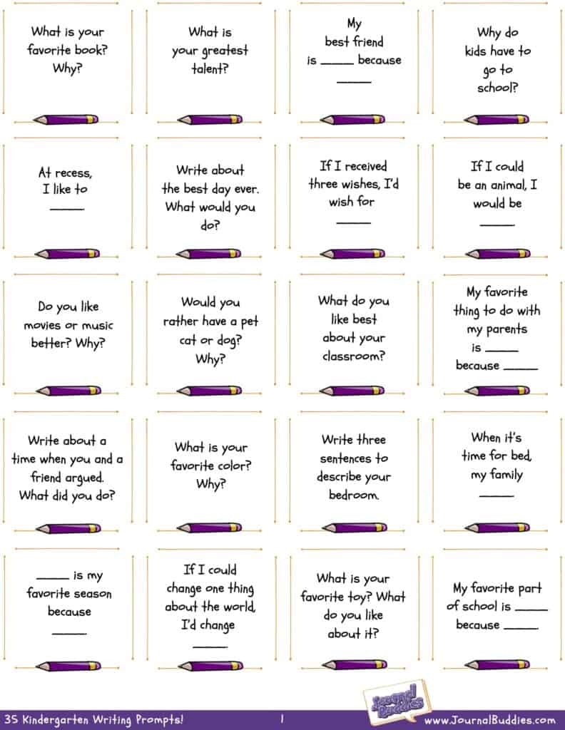 Kindergarten Prompts Printable