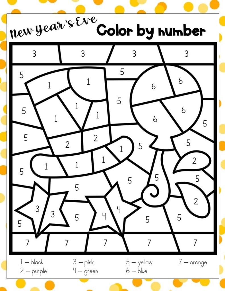 New Year s Eve Color By Number FREE PRINTABLE Kids Activity Zone