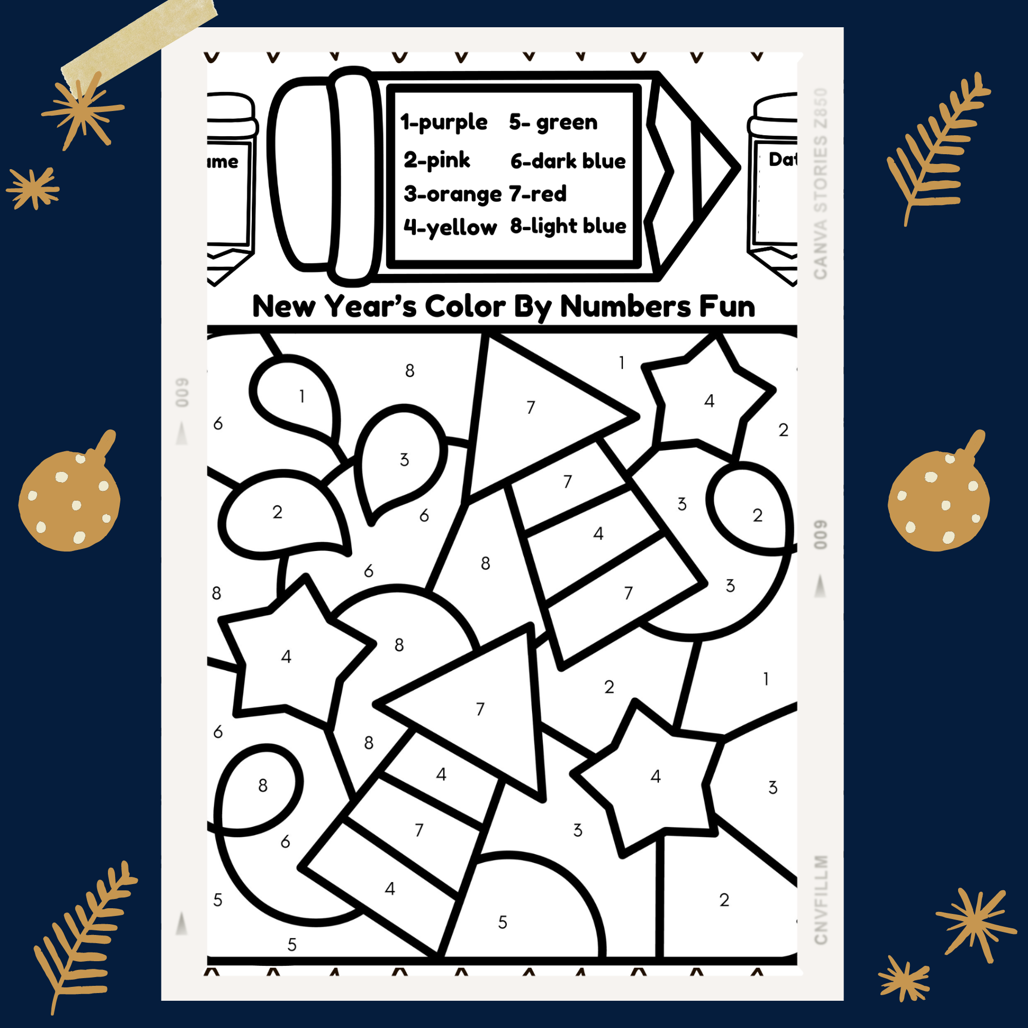 New Years 2024 Color By Number Activity Winter Activity And Worksheet Made By Teachers