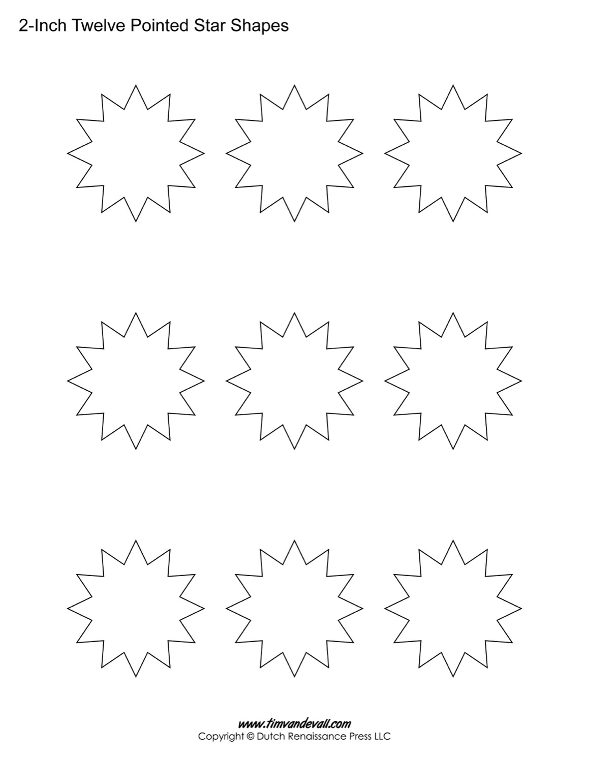 Printable Twelve Pointed Stars Blank 12 Sided Star Printables