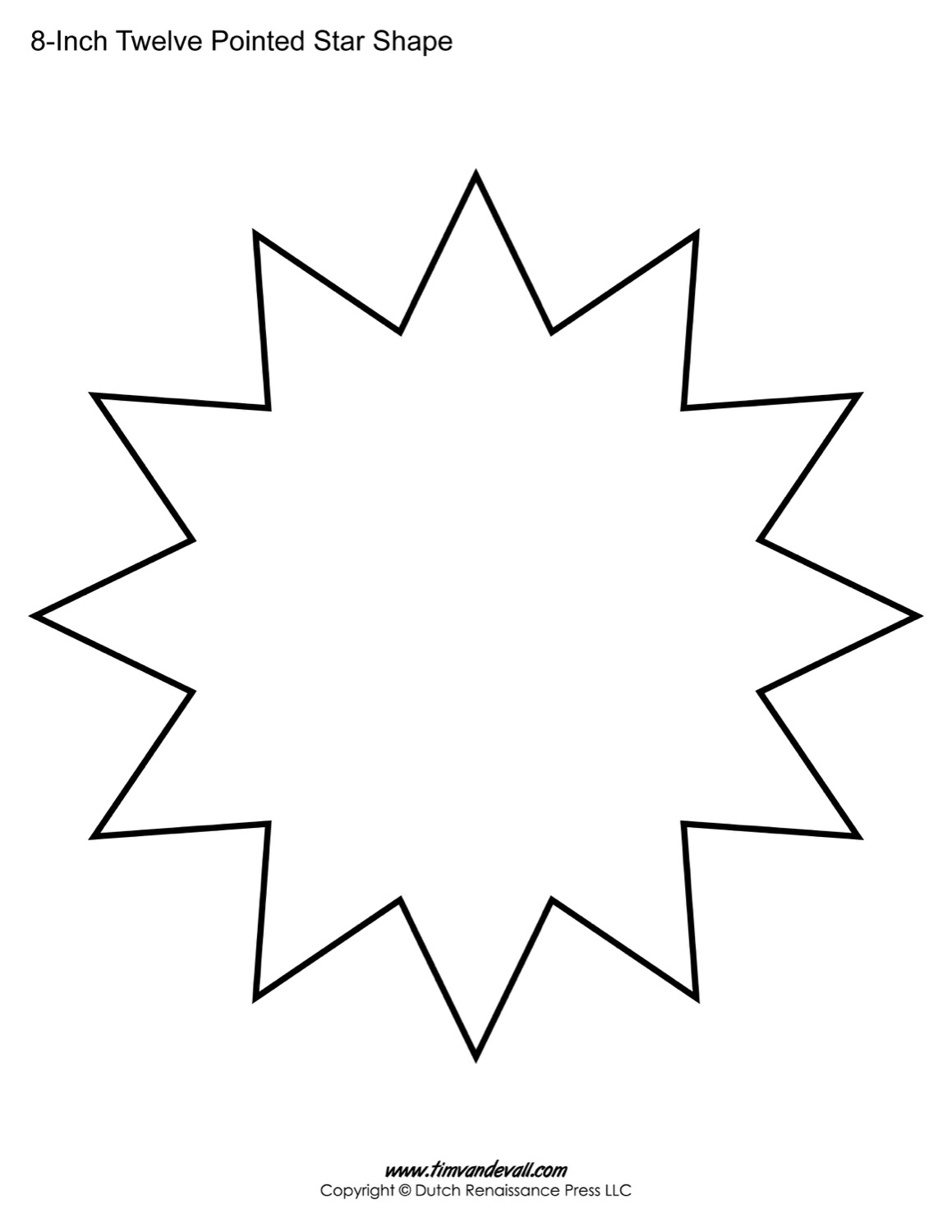 Printable Twelve Pointed Stars Blank 12 Sided Star Printables