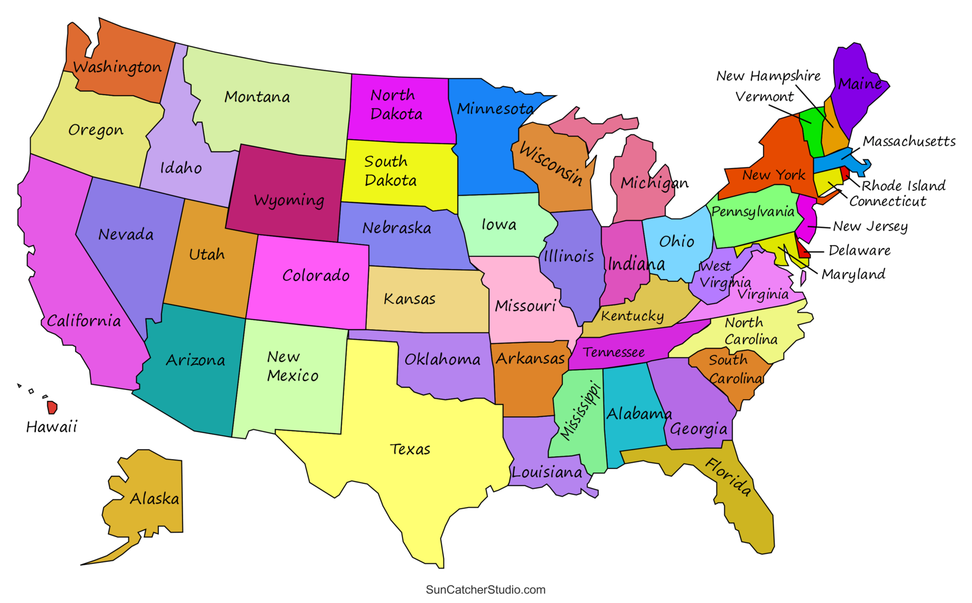 List Of Us States Printable