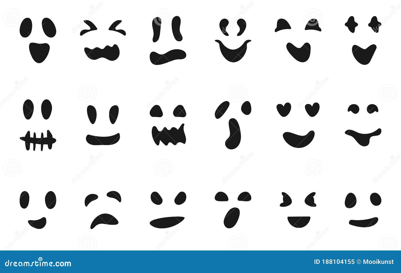 Silhouettes Halloween Faces Pumpkins Ghost Vector Stock Vector Illustration Of Emotion Autumn 188104155