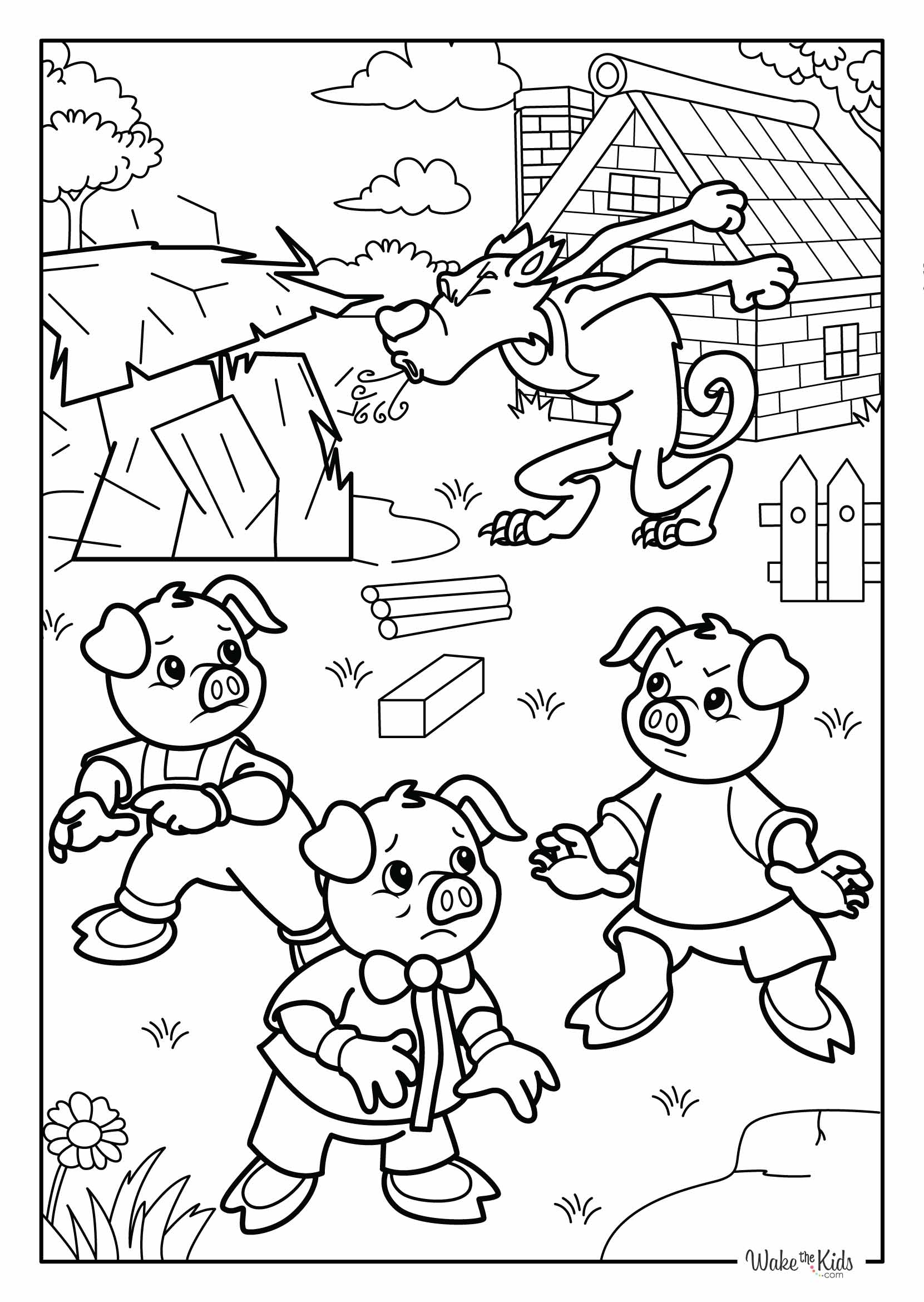 Three Little Pigs Coloring Pages Free Printable PDFs WakeTheKids