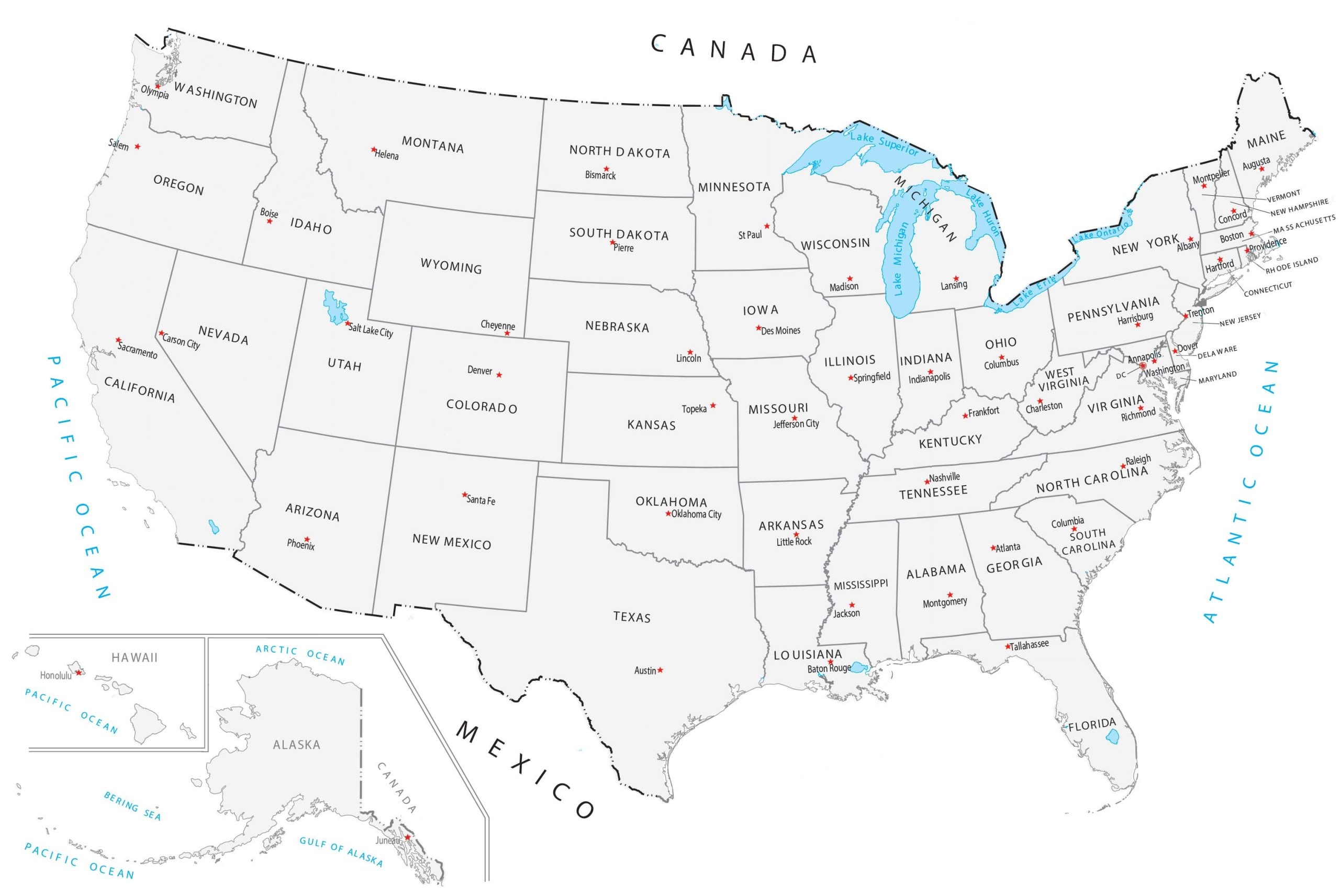 50 States List With Capitals