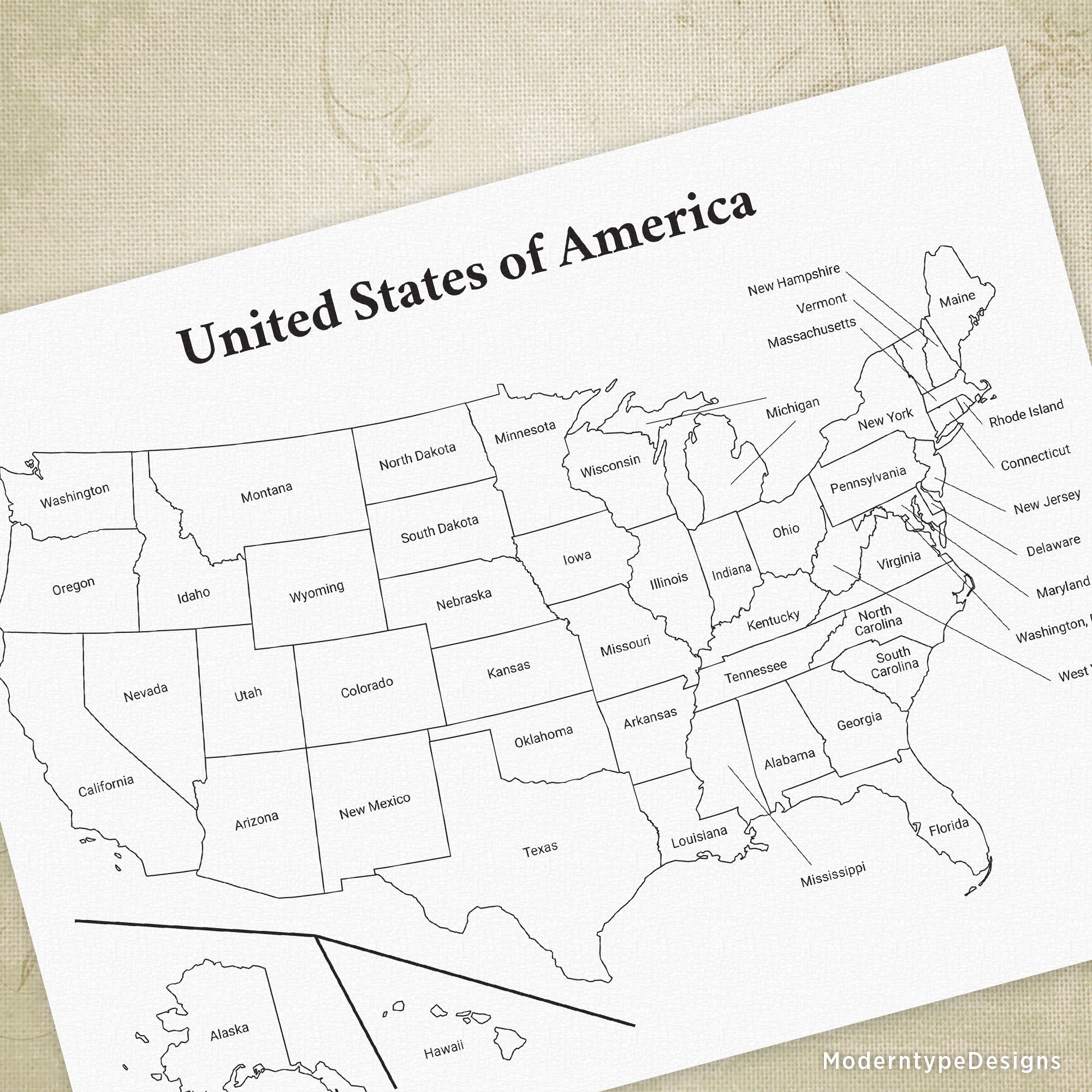 Printable Map Of Us With Capitals