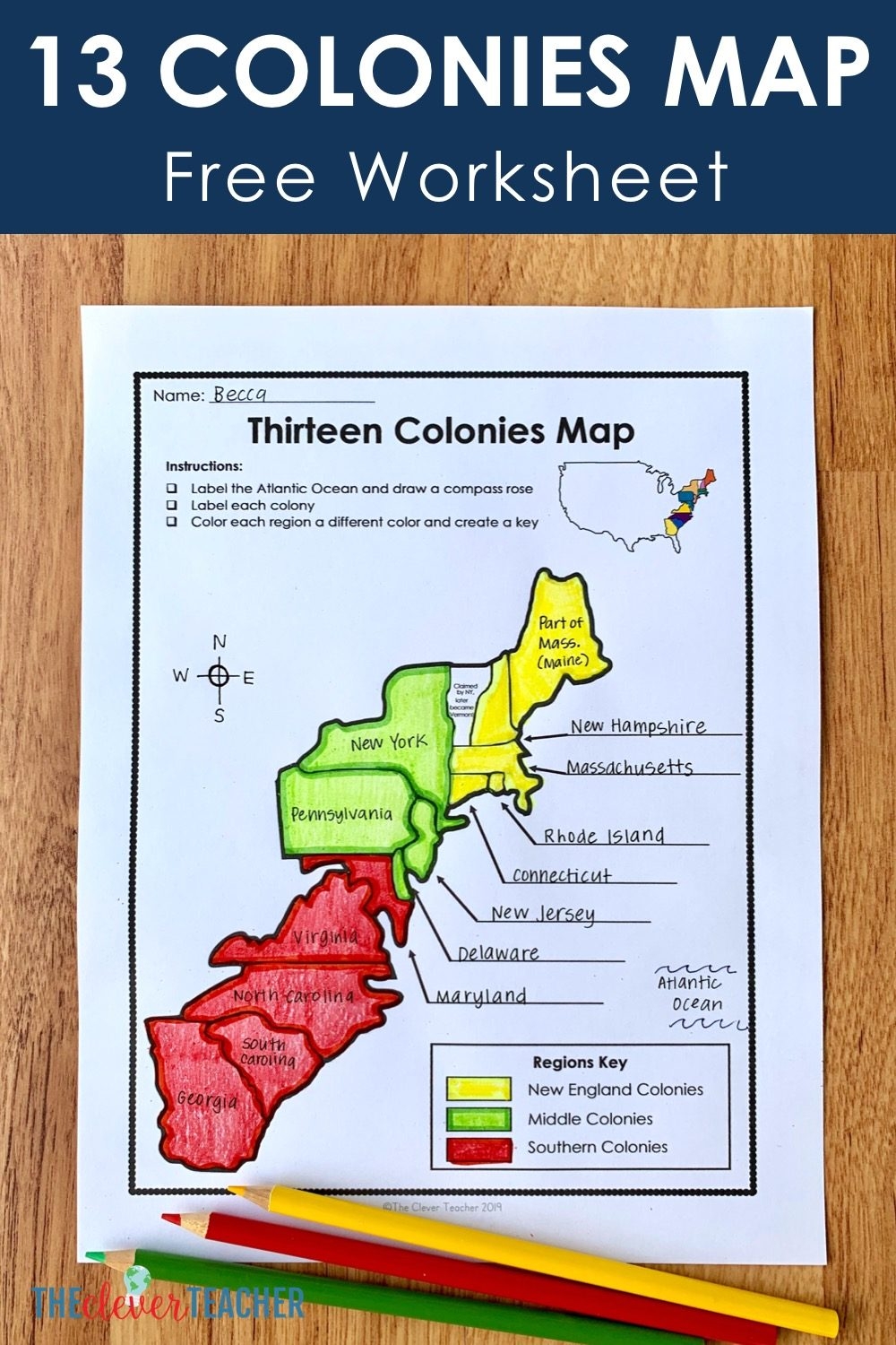 Map Of The 13 Colonies