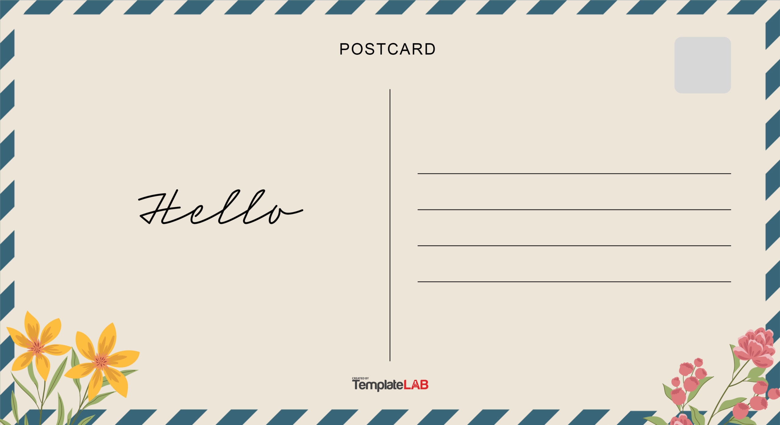 19 Printable Postcard Templates Designs Word PDF PSD 