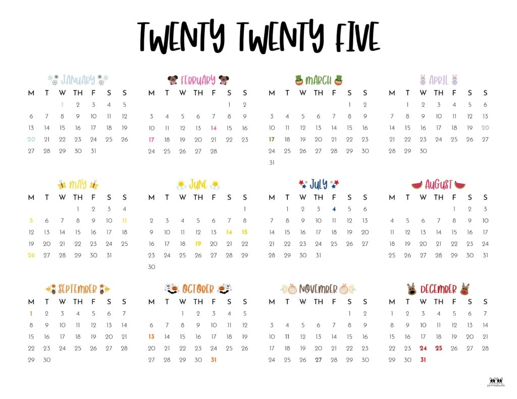 Free Printable Blank Yearly Calendar 2025