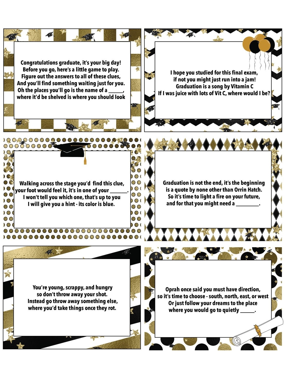 Free Printable Graduation Party Games