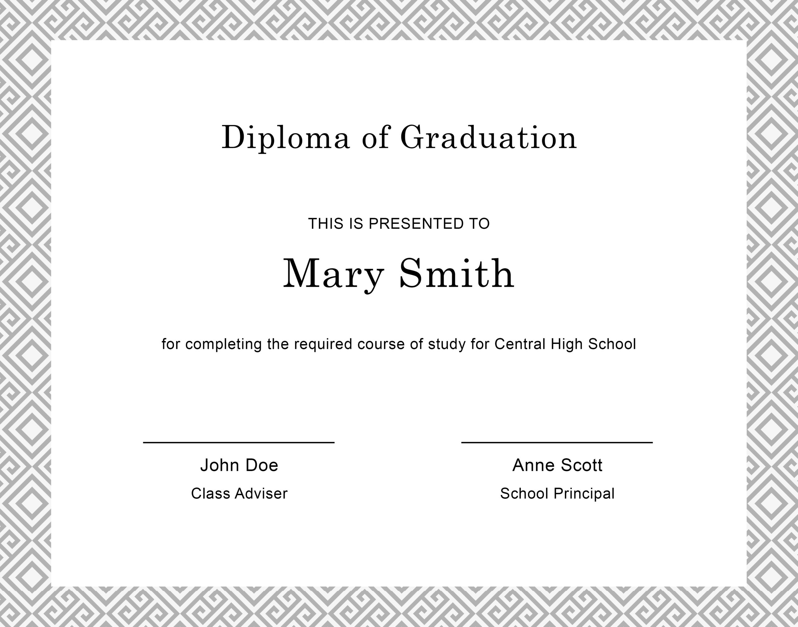 Free Printable High School Diploma